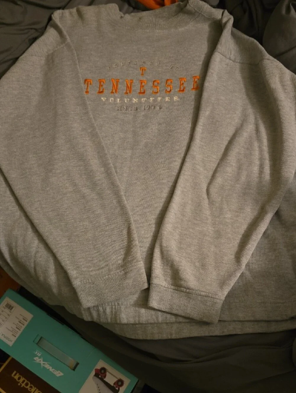 Gray Crewneck Sweatshirt with Orange Tennessee Embroidery